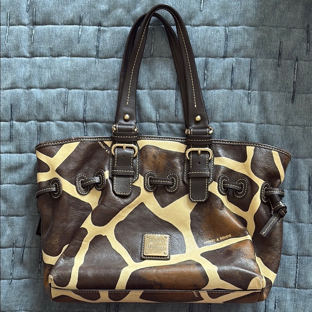 Dooney & Bourke Brown and Tan Giraffe Print Tote